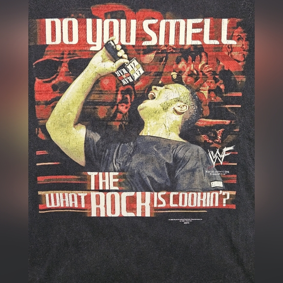 Vintage 2000 WWF Do You Smell What The Rock Is Cookin' Black T-Shirt X-Large - Picture 2 of 9